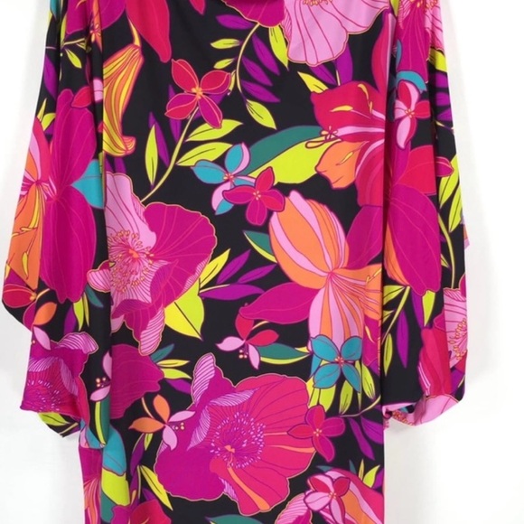NWT TRINA TURK Solar Floral Cover-up Tunic MINI Dress Stretch Size L - Picture 3 of 4